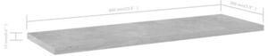 Półki na książki, 4 szt., szarość betonu, 60x20x1,5 cm, płyta