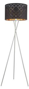 Lampa podłogowa Globo CLARKE 15229S1 160 cm złoto-satyna, czarny abażur tekstylny, E27 60W, dekor
