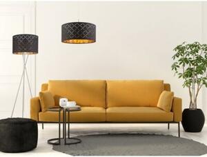 Lampa podłogowa Globo CLARKE 15229S1 160 cm złoto-satyna, czarny abażur tekstylny, E27 60W, dekor