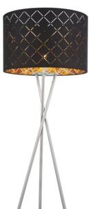 Lampa podłogowa Globo CLARKE 15229S1 160 cm złoto-satyna, czarny abażur tekstylny, E27 60W, dekor