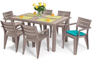 Komplet ogrodowy stół i krzesła JULIE 6-osobowy - cappuccino