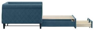 Sofa rozsuwana z szufladami, niebieska, 100x200 cm, aksamit