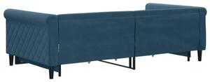 Sofa rozsuwana z szufladami, niebieska, 100x200 cm, aksamit