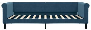 Sofa rozsuwana z szufladami, niebieska, 100x200 cm, aksamit