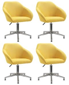 Obrotowe krzesła do jadalni, 4 szt., żółte, tkanina