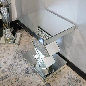 Stolik szklany glamour z kryształkami 50x40x65 - stolik lustrzany F-0551