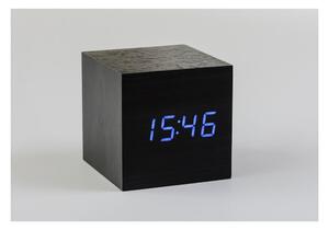 Czarny budzik z niebieskim wyświetlaczem LED Gingko Cube Click Clock