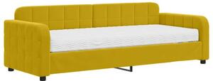 Sofa z materacem do spania, żółta, 80x200 cm, aksamit