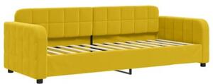 Sofa rozsuwana z materacami, żółta, 80x200 cm, aksamit