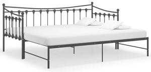Sofa z wysuwaną ramą łóżka, czarna, metalowa, 90x200 cm