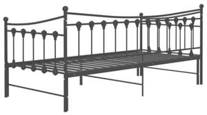 Sofa z wysuwaną ramą łóżka, czarna, metalowa, 90x200 cm