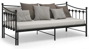 Sofa z wysuwaną ramą łóżka, czarna, metalowa, 90x200 cm