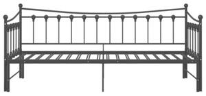 Sofa z wysuwaną ramą łóżka, czarna, metalowa, 90x200 cm