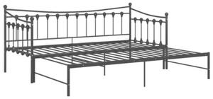 Sofa z wysuwaną ramą łóżka, czarna, metalowa, 90x200 cm