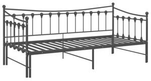 Sofa z wysuwaną ramą łóżka, czarna, metalowa, 90x200 cm