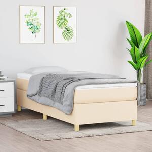 Łóżko kontynentalne, kremowe, tapicerowane tkaniną, 80x200 cm