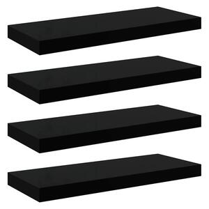 Półki ścienne 4 szt., wysoki połysk, czarne, 60x23,5x3,8 cm mdf