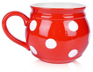 Kubek ceramiczny czerwony w grochy 950 ml