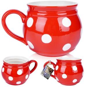 Kubek ceramiczny czerwony w grochy 950 ml
