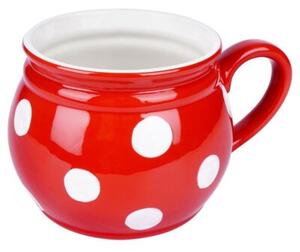 Kubek ceramiczny czerwony w grochy 950 ml