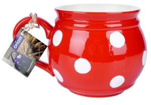 Kubek ceramiczny czerwony w grochy 950 ml