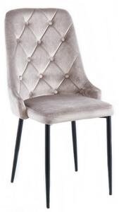 Krzesło MIG beżowe tapicerowane glamour pikowane guziki welur