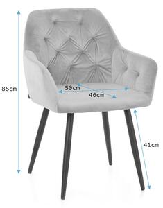 Aksamitne krzesło do jadalni jasnoszare ARGENTO