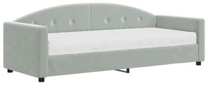 Sofa z materacem do spania, jasnoszara, 80x200 cm, aksamit