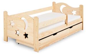 Łóżko dziecięce MOON 80 x 160 cm, sosna Stelaż: Ze stelażem listwowym elastycznym, Materac: Bez materaca