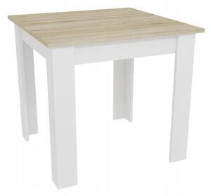 Biały stół z blatem w dekorze dąb sonoma MADO 80x80