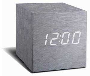 Szary budzik z białym wyświetlaczem LED Gingko Cube Click Clock