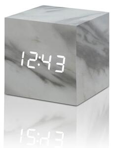 Budzik z dekorem marmuru z białym wyświetlaczem LED Gingko Cube Clic Clock