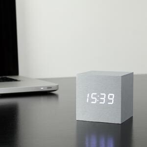 Szary budzik z białym wyświetlaczem LED Gingko Cube Click Clock