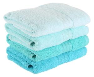 Zestaw 4 turkusowych ręczników Tropical, 50x90 cm