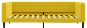 Sofa z materacem do spania, żółta, 90x200 cm, aksamit