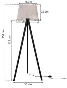 Lampa podłogowa trójnóg czarny Light Home LH Len 1xE27 44cm abażur stożek jasny beżowy L02