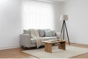 Lampa podłogowa trójnóg czarny Light Home LH Len 1xE27 44cm abażur stożek jasny beżowy L02