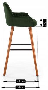 Krzesło barowe h93 welur zielony/orzech
