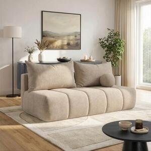 Sofa Rozkładana Kanapa z Funkcją Spania Dwuosobowa Do Salonu Beżowy SARIA