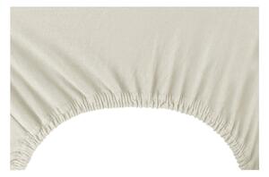 Kremowe bawełniane prześcieradło elastyczne DecoKing Amber Collection, 200/220x200 cm