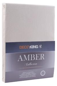 Kremowe bawełniane prześcieradło elastyczne DecoKing Amber Collection, 140/160x200 cm