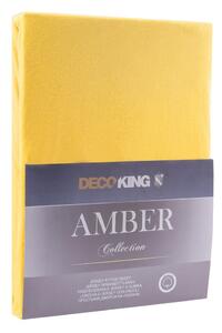 Żółte prześcieradło DecoKing Amber Collection,160/180x200 cm