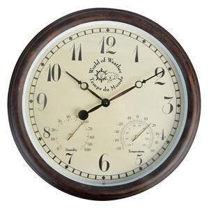 Brązowy zegar ogrodowy z termometrem Esschert Design Minute