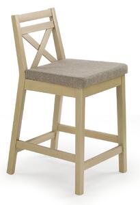 Hoker drewniany Borys Low, do kuchni, krzesło hoker, niski, biały