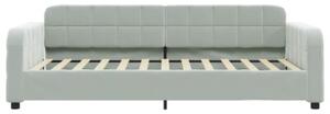 Sofa z funkcją spania, jasnoszara, 100x200 cm, obita aksamitem