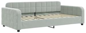Sofa rozsuwana, jasnoszara, 100x200 cm, aksamit