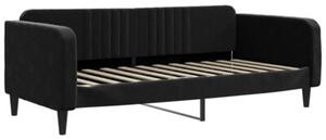Sofa z materacem do spania, czarna, 100x200 cm, aksamit