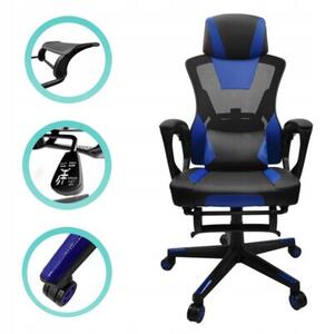 Fotel gamingowy dla gracza biurowy komputerowy obrotowy podnóżek kg100 blue