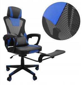 Fotel gamingowy dla gracza biurowy komputerowy obrotowy podnóżek kg100 blue