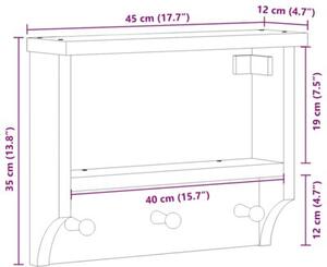 Wieszak ścienny na ubrania sandnes 45x12x35cm drewno lite sosna